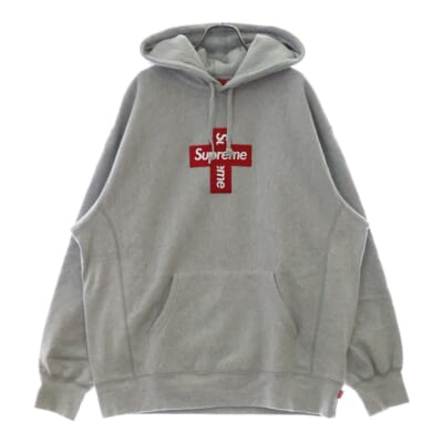 20AW Cross Box Logo Hooded Sweatshirt クロスボックスロゴ フーデッド スウェットシャツ プルオーバーパーカー グレー Bランク