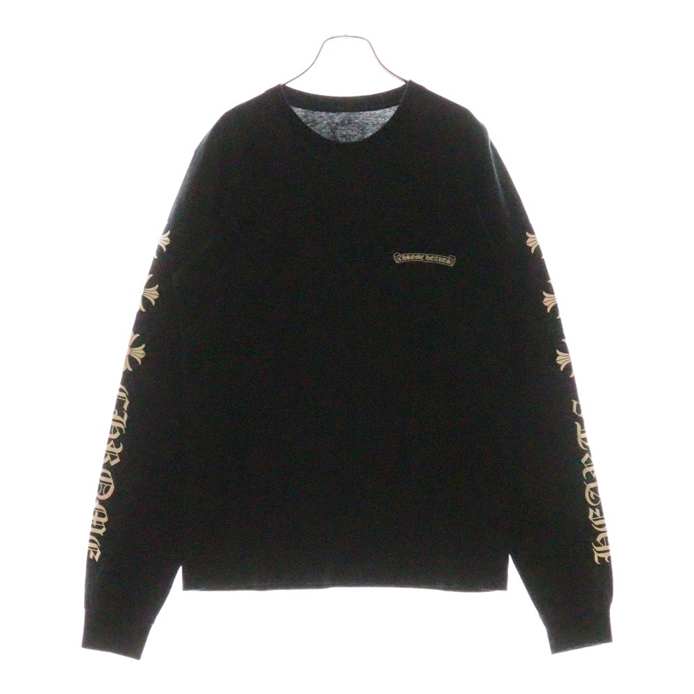 L/S Tee アームロゴ プリント長袖Tシャツ カットソー ブラック Bランク