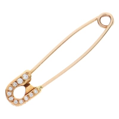 22K SMALL SAFETY PIN S P DMND 22Kスモールセーフティピン アフターPAVEダイヤ ゴールドネックレストップ Bランク