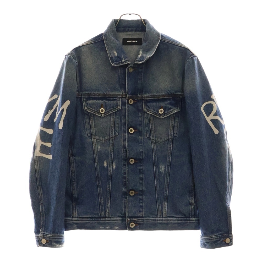 18AW NOT COOL ANYMORE HC-NHILL ヘイトクチュール デニムジャケット Gジャン ペイント加工 インディゴ Bランク