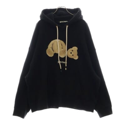 Bear Hoodie PMBB058C99FLE005 ベアーフーディー フロントロゴプリントスウェットパーカー ブラック Bランク
