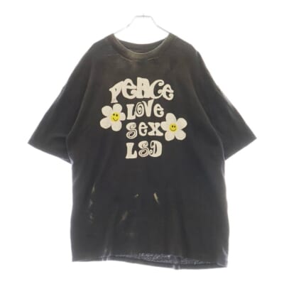 24AW SS T-SHIRT PEACE ダメージ加工半袖Tシャツ グレー RE-CO-BK-00-00-280 Bランク