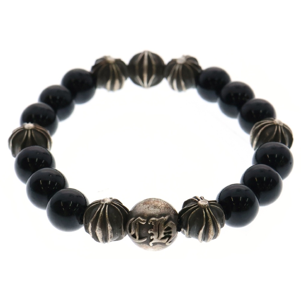クロムハーツ 10mm BEAD ビーズブレスレット クロスボール シルバー