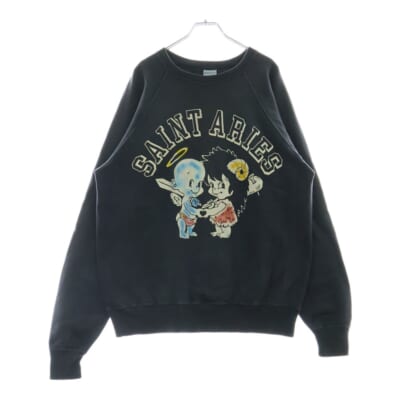 23AW ×ARIES CREW NECK SWEAT SM-A23-0000-C01 ×アリーズ ヴィンテージ加工クルーネックスウェットトレーナー ネイビ Bランク