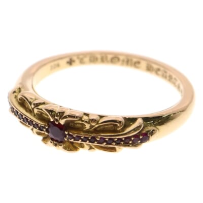 22K BABYCLSC P/RUB ベイビークラシック フローラルクロスリング PAVEルビー ゴールド Aランク