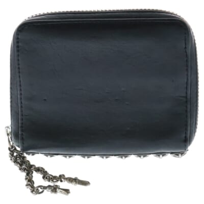3 SIDE ZIP 3サイドジップ サイドピラミッドスタッズ レザーウォレット財布 ブラック/シルバー 国内インボイス付 Bランク