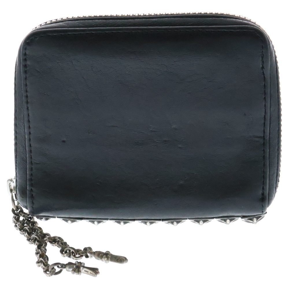 3 SIDE ZIP 3サイドジップ サイドピラミッドスタッズ レザーウォレット財布 ブラック/シルバー 国内インボイス付 Bランク