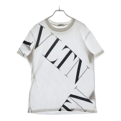 VLTN総柄ロゴ サイドスリット 半袖Tシャツ ホワイト SV3MG02P5FV Bランク