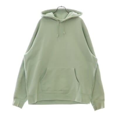 22AW Satin Applique Hooded Sweatshirt バッグロゴプルオーバーパーカー グリーン Bランク