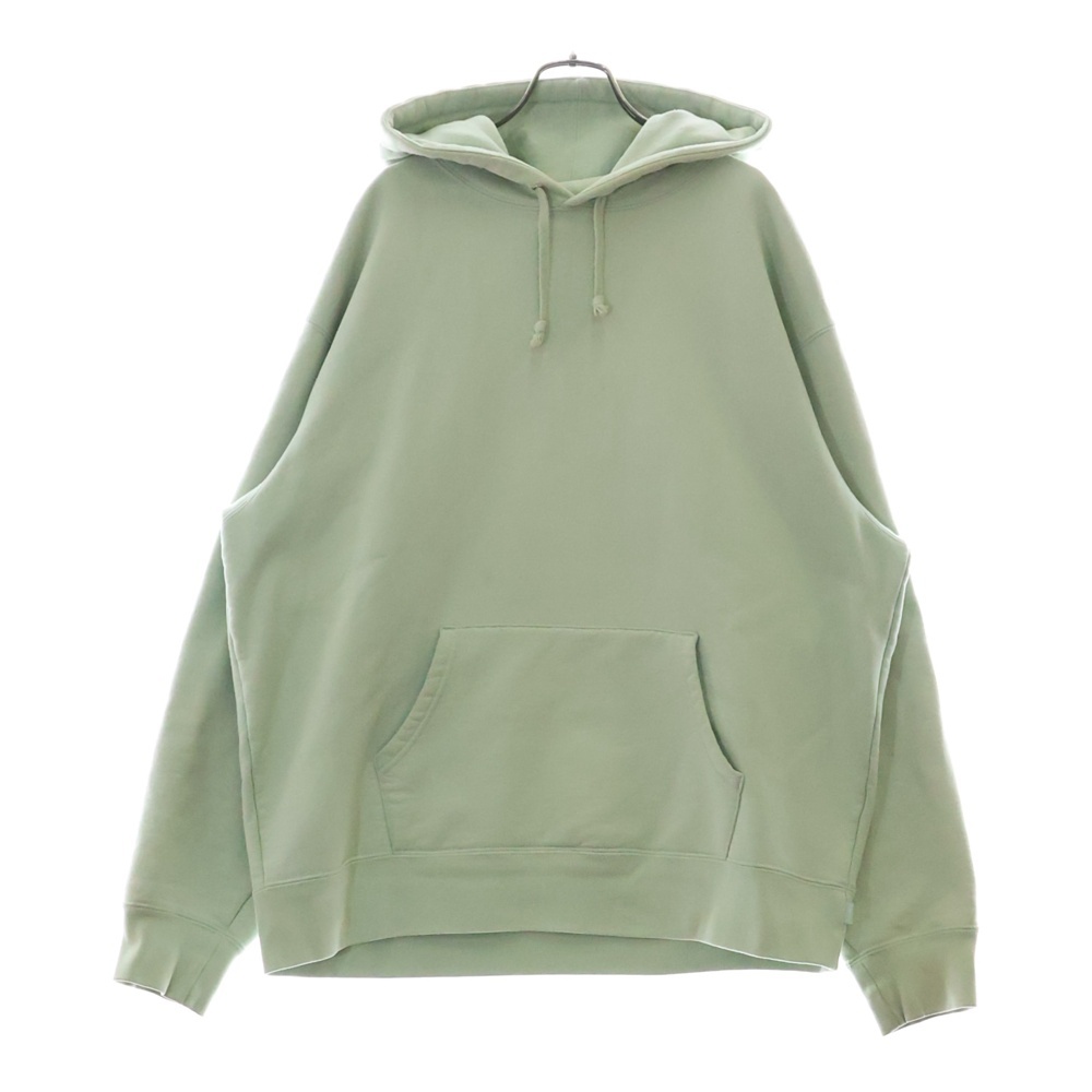 22AW Satin Applique Hooded Sweatshirt バッグロゴプルオーバーパーカー グリーン Bランク