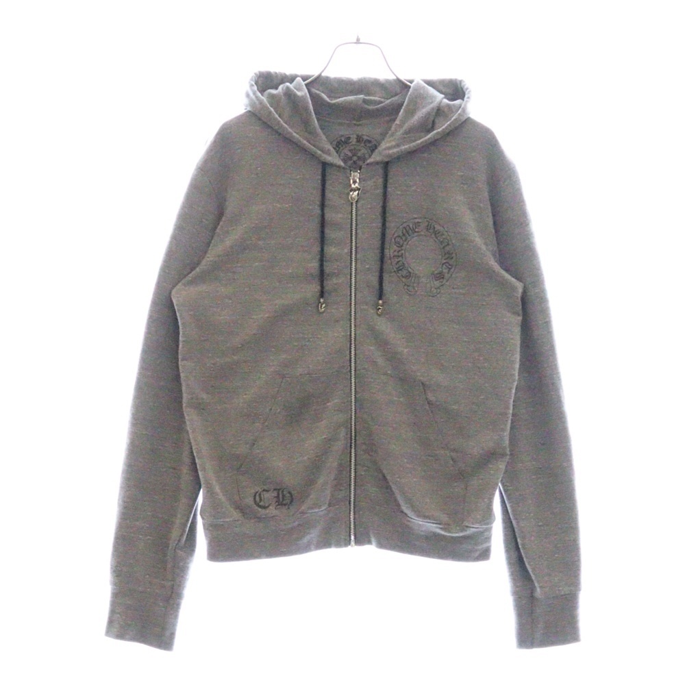 SWETSHRT LIPS TONGUE ZIP HD HOLLYWOOD CALIFORNIA バックCHプラス ジップパーカー グレー Bランク