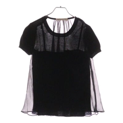 14SS バックシフォン切替ニット レースレイヤード ブラウス 14SSLU696 ブラック レディース Bランク