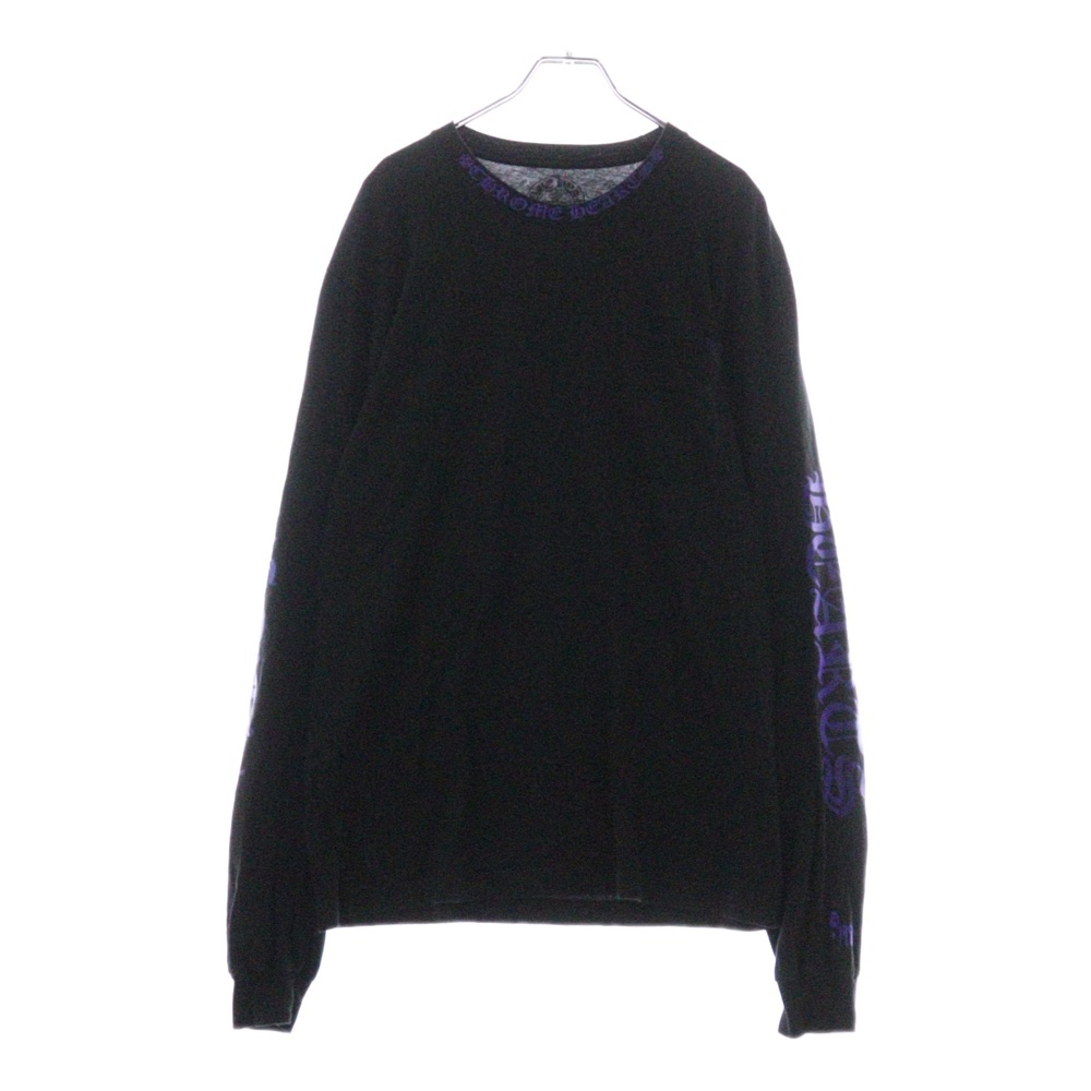 Neck Logo L/S TEE ネックロゴ ロングスリーブカットソー 長袖Tシャツ ブラック×パープル Bランク