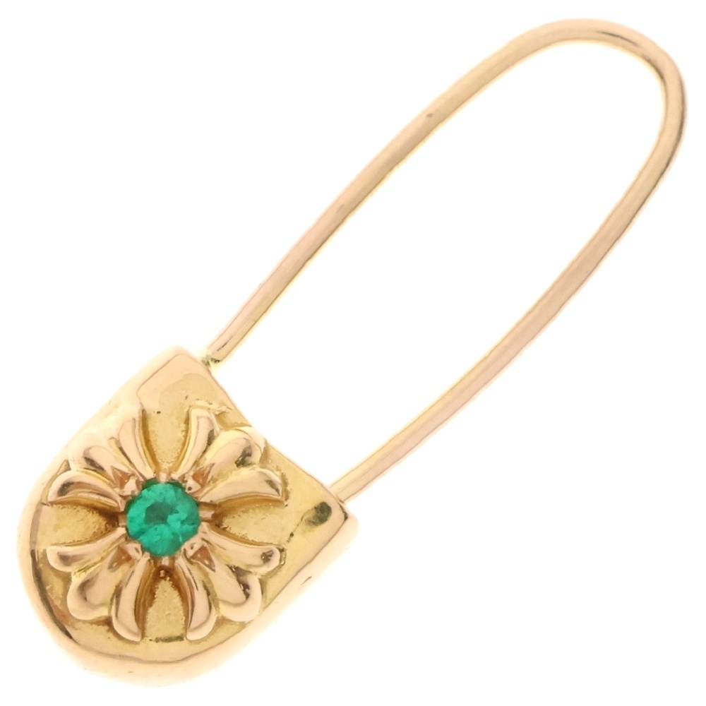22K SAFETY PIN CH PLS EMRLD L セーフティーピン 1エメラルドゴールドピアス Aランク