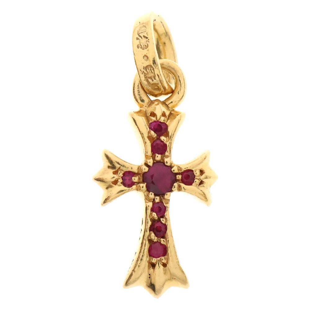 22K CRS BBYFAT P RUBY ベイビーファット PAVEルビー チャーム ゴールドネックレストップ Bランク