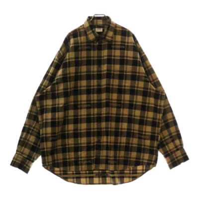 24AW LOGO JACQUARD PLAID SHIRT ロゴ ジャガード プレイド 長袖チェックシャツ ベージュ UA65SH919S Aランク