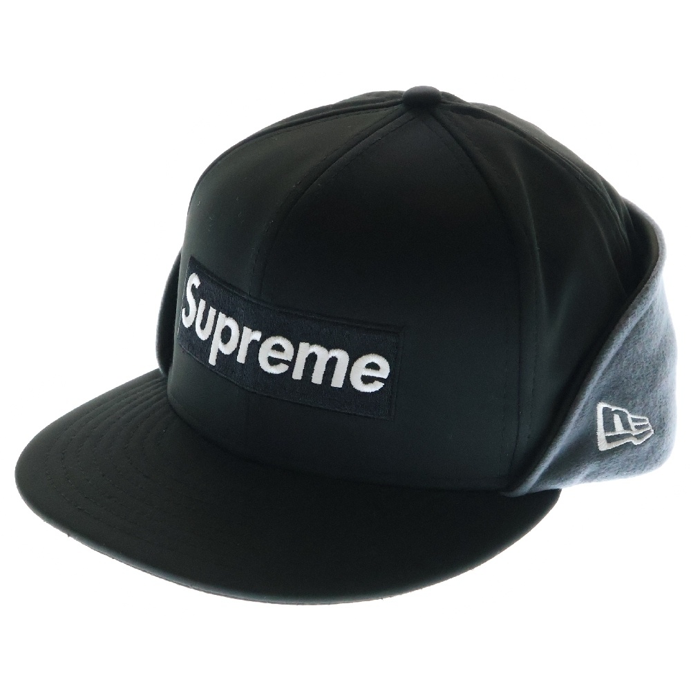 20AW ×NEW ERA WINDSTOPPER Earflap Box Logo ニューエラ ウィンドストッパー エアーフラップ 6パネル ベースボールキャップ 帽子 ブラック/グレー Aランク