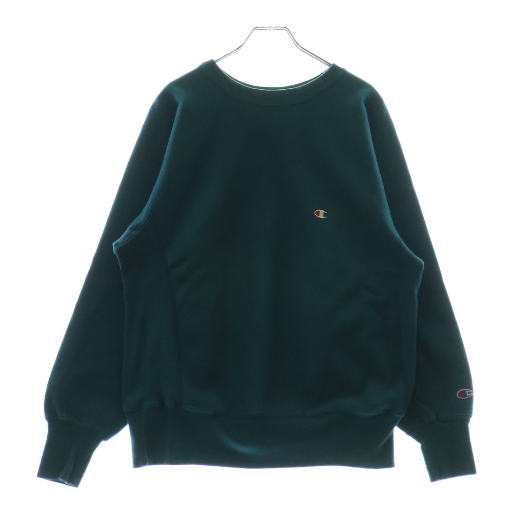 90S VINTAGE REVERSE WEAVE ヴィンテージ USA製 リバースウィーブ 刺繍タグ クルーネック スウェット トレーナー ブルー Bランク