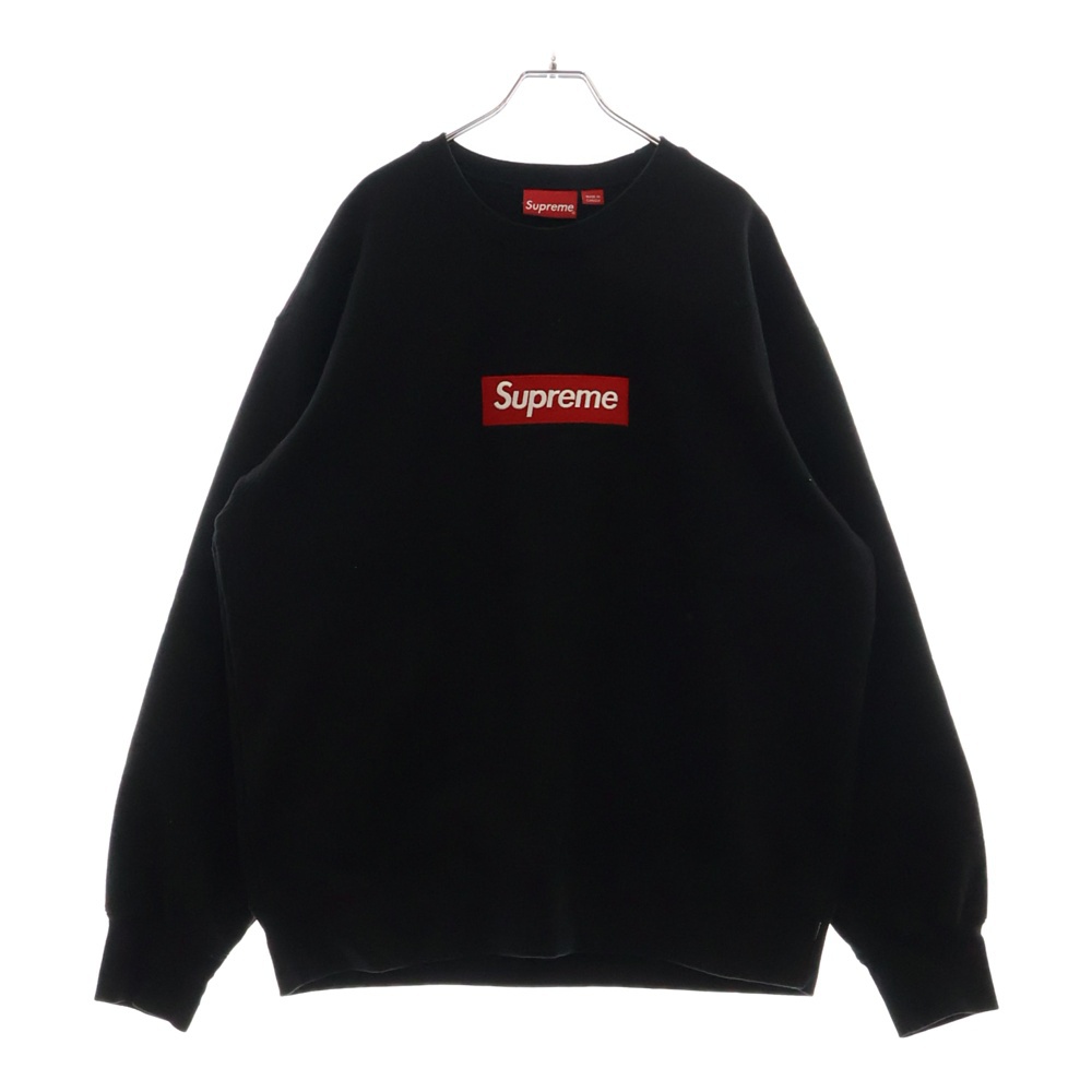 22AW Box Logo Crewneck ボックスロゴ 刺繍 プルオーバースウェットトレーナー ブラック Bランク