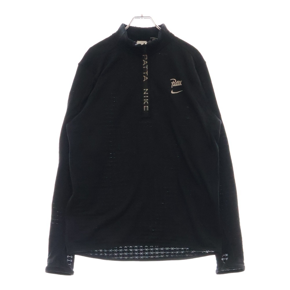 ×PATTA HALF-ZIP LONGSLEEVE パタ エンボス加工 ハーフジップ スタンドカラー ロングスリーブカットソー ブラック FJ3070-010 Bランク