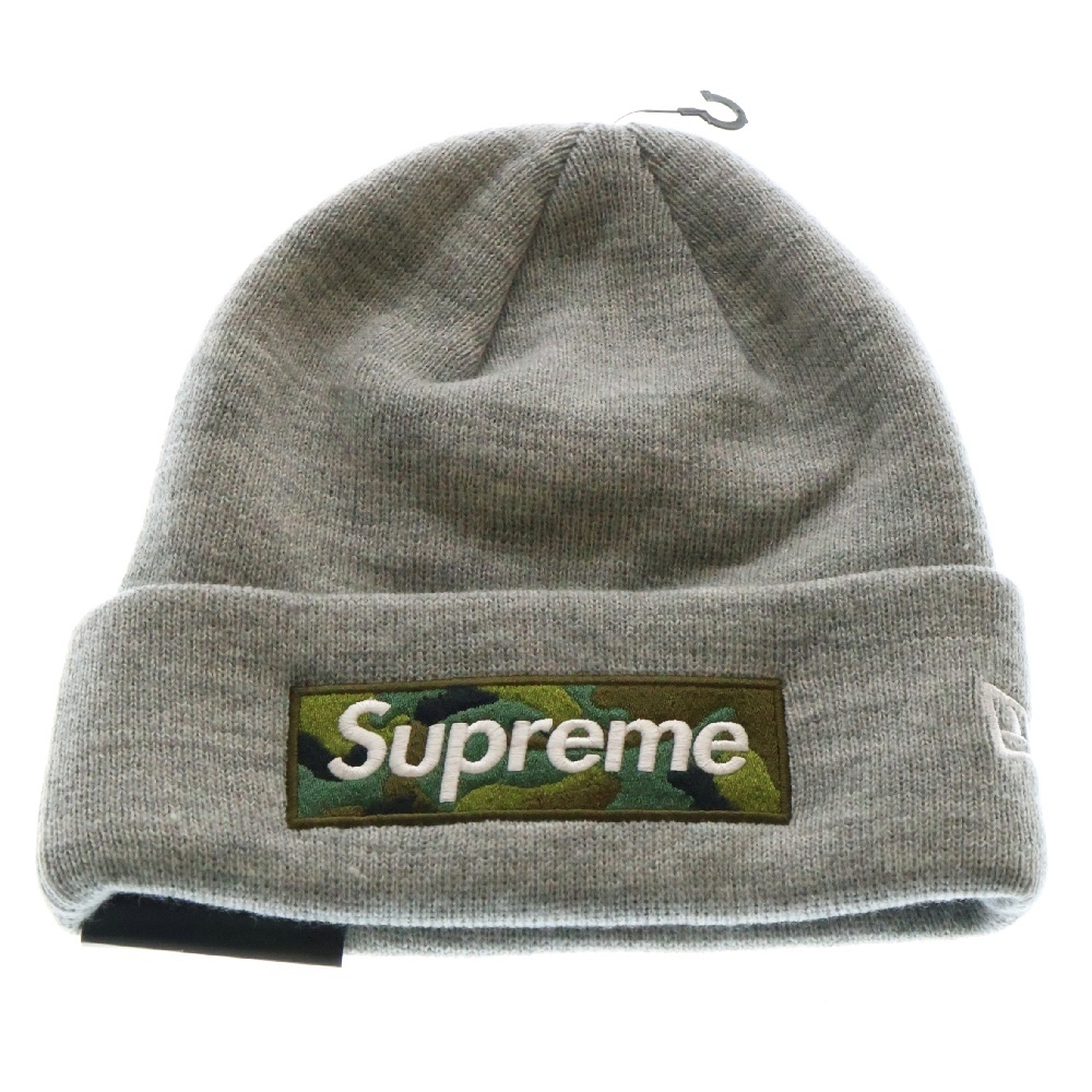 23AW × New Era Box Logo Beanie ニューエラ カモ柄 ボックスロゴ ビーニー 帽子 グレー Sランク