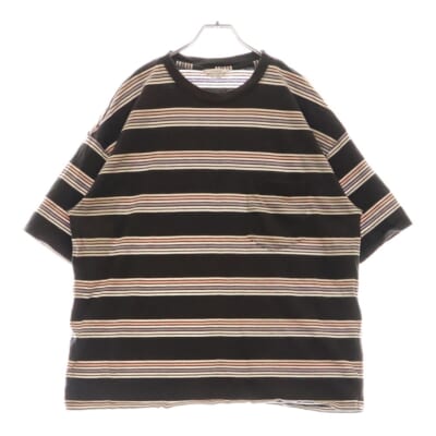 Short Sleeve Border T-shirt ボーダー ポケット クルーネック半袖Tシャツ カットソー グレー/ホワイト US1728 Bランク