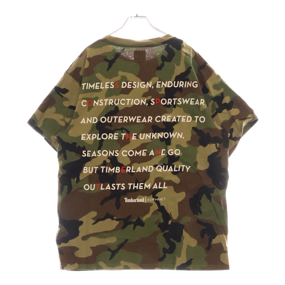 × Timberland EXPLORE THE UNKNOWN TEE ティンバーランド エクスプローラーザアンノウン グラフィックプリント カモ柄 クルーネック半袖Tシャツ SOPH-178156 Bランク