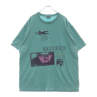MEANINGLESS OVERDYE TEE ミーニングレス オーバーダイ グラフィックプリント クルーネック半袖Tシャツ カットソー ライトブルー Bランク