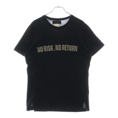 ラメ加工フロントプリント クルーネック 半袖Tシャツ カットソー ブラック MY-TS32-020 Bランク