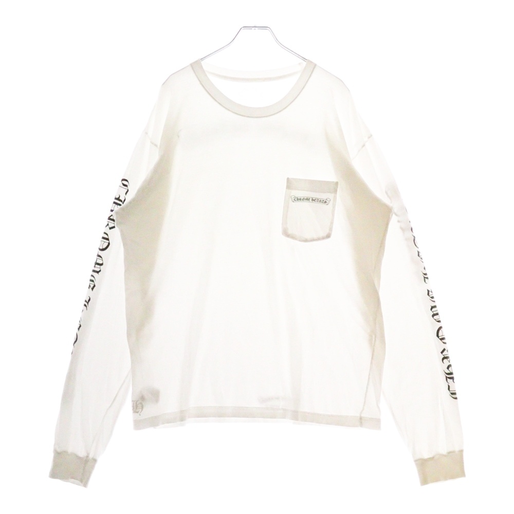CH L S 1 バックスクロールラベルプリント ロングスリーブTシャツ ホワイト Bランク