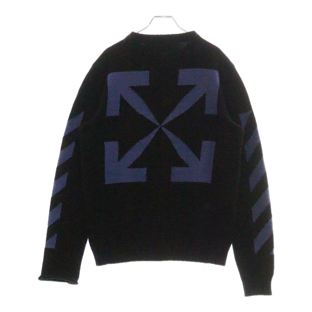 DIAGONAL ARROW ダイアゴナルアロー 袖プリント バックプリント 長袖 コットンニット セーター ブラック OMHE023S21KNI001 Bランク
