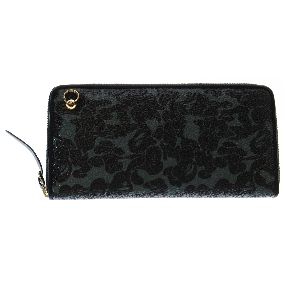 ×JAM HOME MADE BAPE CAMO ABC ZIP LONG WALLET ジャム ホームメイド ベイプカモ ラウンドジップ レザーロングウォレット 長財布 ブラック Sランク