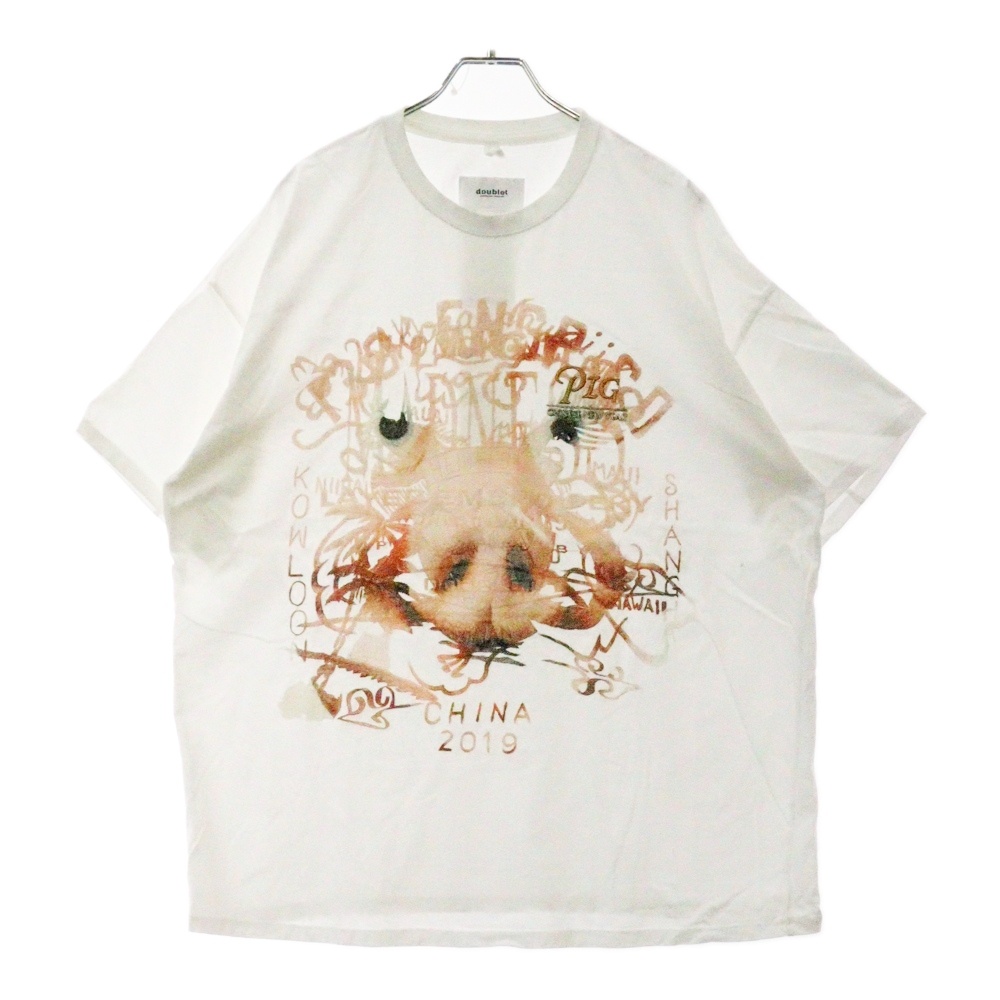 19SS CHINESE NEW YEAR T-SHIRT チャイニーズニューイヤー グラフィックエンブロイダリー クルーネック半袖Tシャツ カットソー ホワイト 19SS32DSM03 Bランク