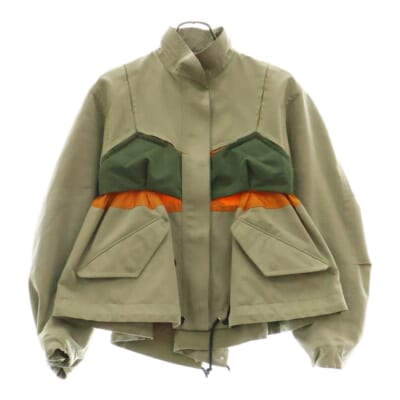 22AW COTTON GABARDINE MIX BLOUSON スタンドカラー コットン ギャバジン ミックス ブルゾン ジャケット レディース カーキ 22-06187 Bランク