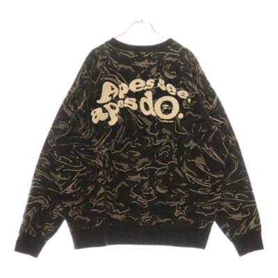 MARBLING CAMO LOGO RELAXED FIT CREWNECK フロントロゴ刺繍 カモ柄 クルーネック長袖スウェットトレーナー ブラック 001SWK801306M Bランク