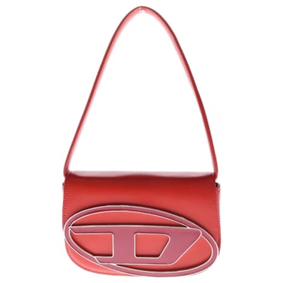 1DR レザー2WAY ショルダー ハンドバッグ レッド X08396 Aランク