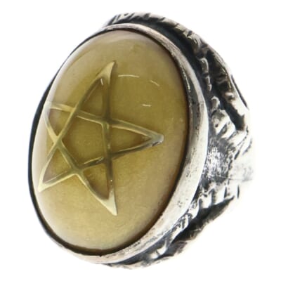 Angel Heart Ring エンジェルハート ゴールドスター バルティックアンバー リング 指輪 9号 イエロー/シルバー Bランク