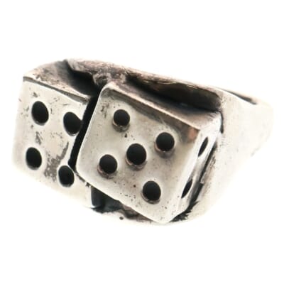 Double Dice Ring ダブル ダイス リング 指輪 10号 シルバー Bランク