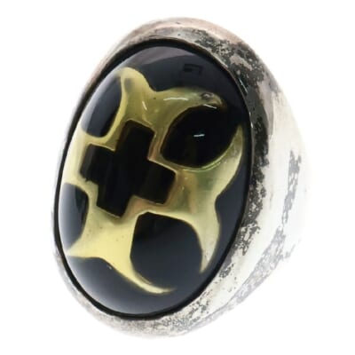 Crusader Cross Ring クルセーダー ゴールドクロス リング 指輪 13号 ブラック/シルバー Bランク