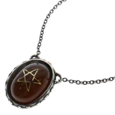Angel Heart Necklace エンジェルハート ゴールドスター オリジナルアンバー ネックレス ペンダント ブラウン/シルバー Bランク