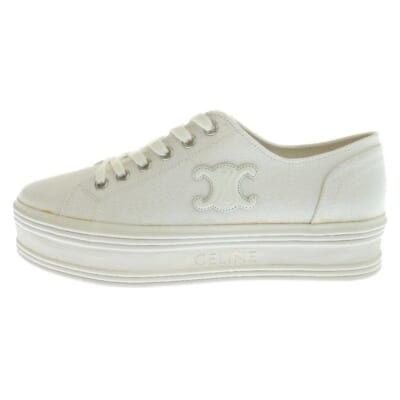 JANE LOW LACE-UP SNEAKER W/ TRIOMPH ジェーン トリオンフ レザーロゴパッチ キャンバス レースアップ 厚底 ローカットスニーカー レディース 346272220C.01OP Sランク