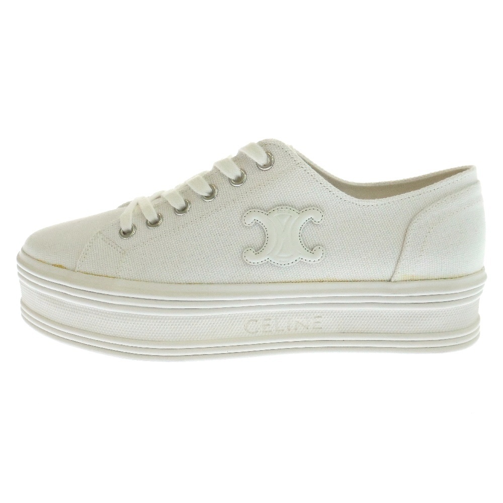 JANE LOW LACE-UP SNEAKER W/ TRIOMPH ジェーン トリオンフ レザーロゴパッチ キャンバス レースアップ 厚底 ローカットスニーカー レディース 346272220C.01OP Sランク