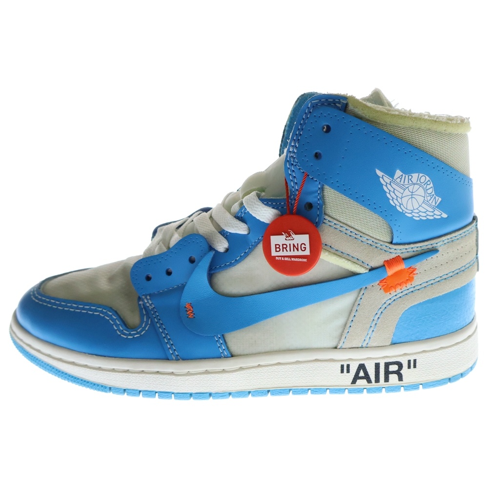 ×OFF-WHITE AIR JORDAN 1 POWDER BLUE UNC オフホワイト エアジョーダン1 パウダーブルー ハイカットスニーカー ホワイト/ブルー US7.5/25.5cm AQ0818-148 Bランク