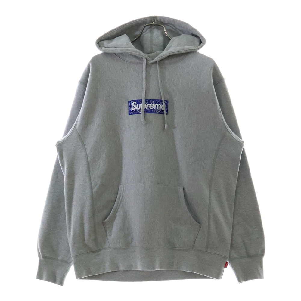 19AW Bandana Box Logo Hooded Sweatshirt バンダナ ボックスロゴ スウェット プルオーバーパーカー グレー Bランク