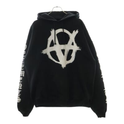 21SS ANARCHY LOGO HOODIE アナーキー ロゴプリント スウェット プルオーバーパーカーブラック UE51TR650B Bランク