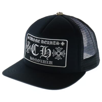 TRUCKER CAP トラッカーキャップ ホノルル限定CHパッチクロスボール付メッシュキャップ ブラック Sランク