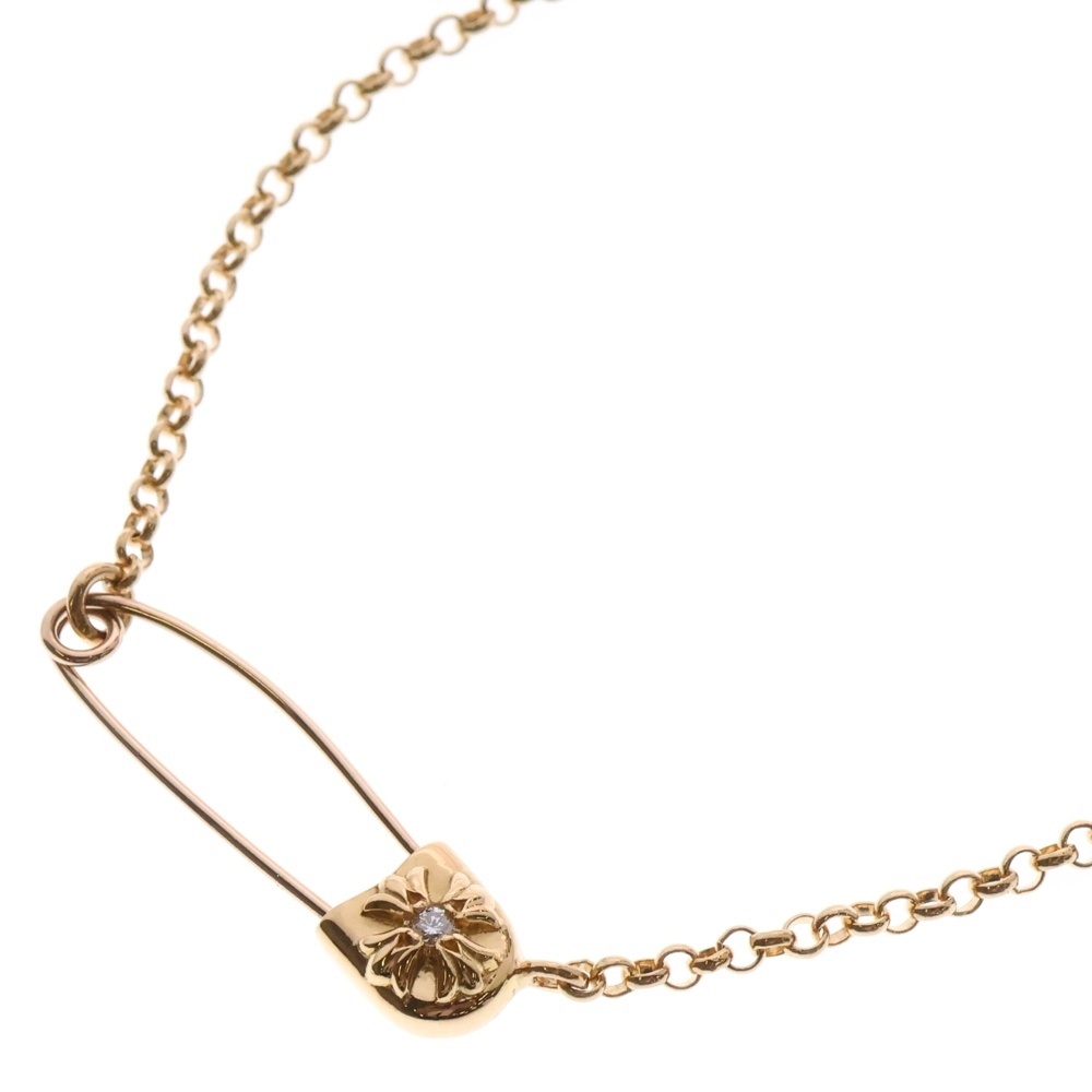 22K SAFETY PIN NECKLACE セーフティピン ロールチェーン 1ダイヤ ネックレス ゴールド Sランク