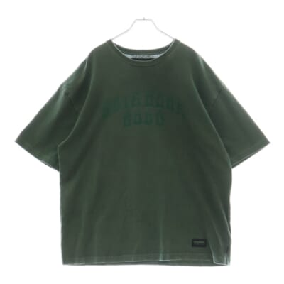 24SS PIGMENT DYE CREWNECK SS ピグメントダイ 胸ロゴプリントTシャツ 半袖クルーネックカットソー グリーン 241UNNH-CSM02 Bランク