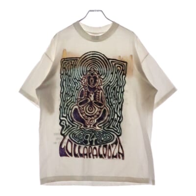 90S VINTAGE LOLLAPALOOZA 1994 SOFTEE ヴィンテージ USA製 ロラパルーザ サイケプリント フェス 半袖Tシャツ カットソー ホワイト Bランク