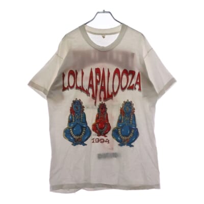 90S VINTAGE LOLLAPALOOZA 1994 NINE TEEN FITS ヴィンテージ USA製 ロラパルーザ 1994 ナイン・ティーン・フィッツ 両面プリント 半袖Tシャツ ブラック Bランク